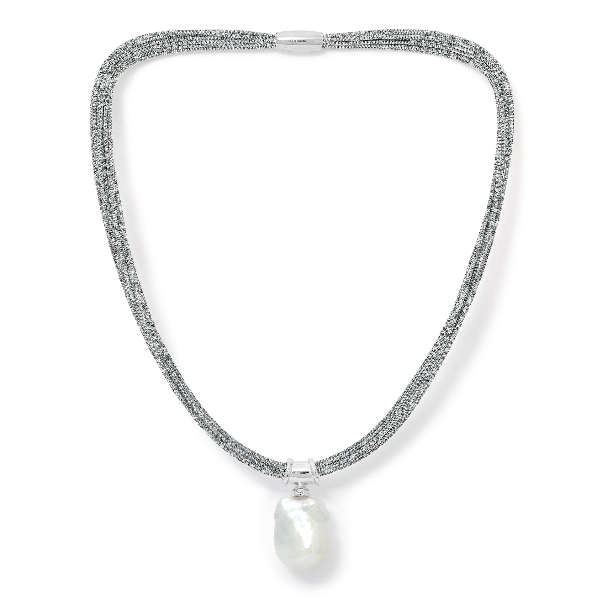 Decus Large Baroque 'Fireball' Cultured Freshwater Pearl Drop On Multi-Strand Silver Necklace