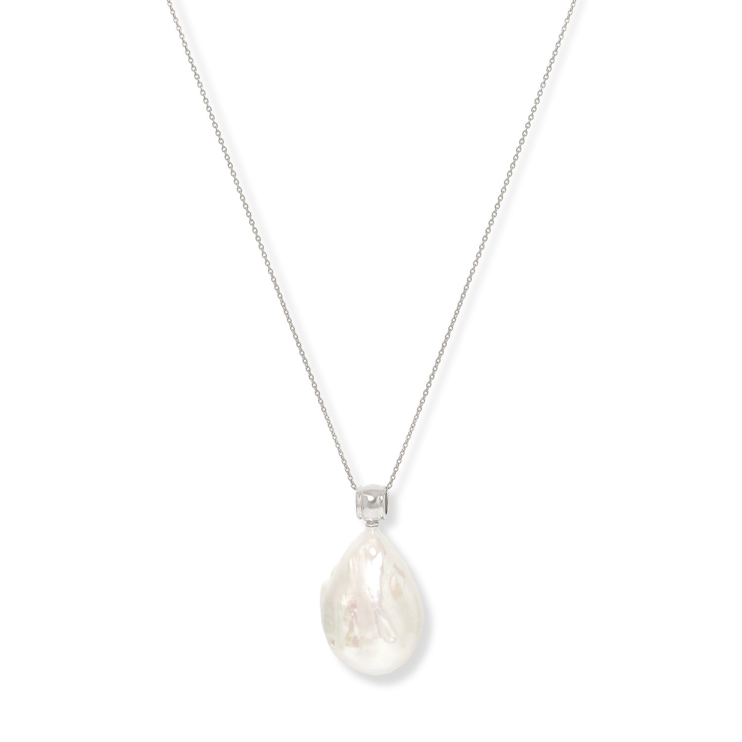 Decus Large Keishi Pearl Pendant On Fine Sterling Silver Chain