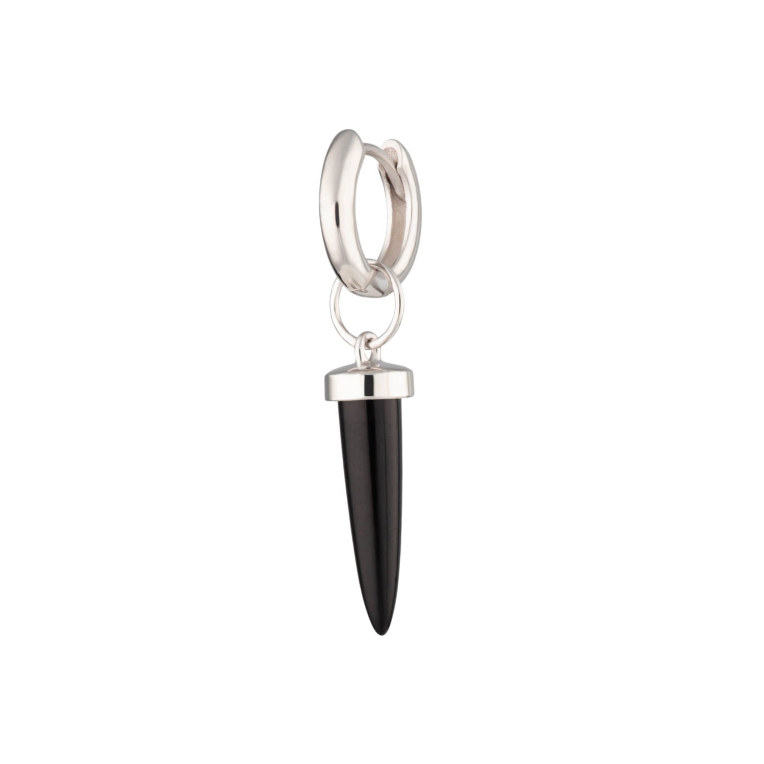 Silver Black Spike Single Huggie Earring