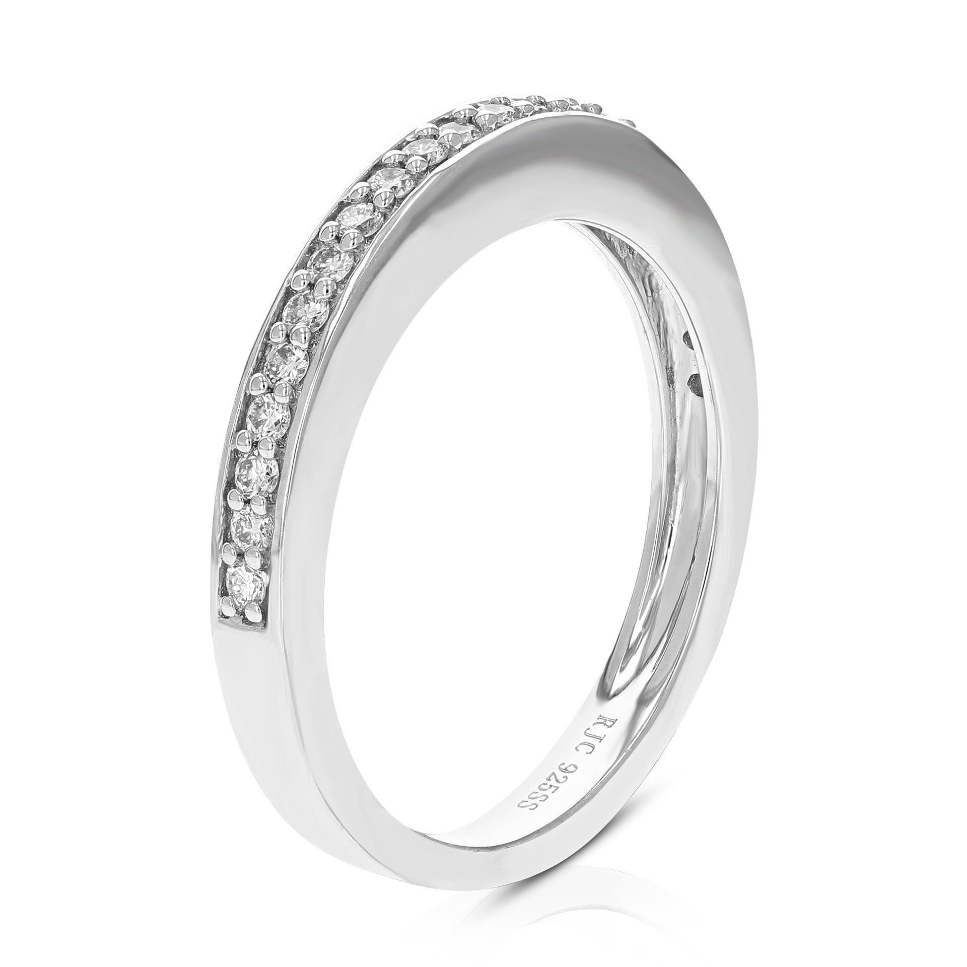 1/4 cttw 22 Stones Round Cut Lab Grown Diamond Wedding Band .925 Sterling Silver Prong Set