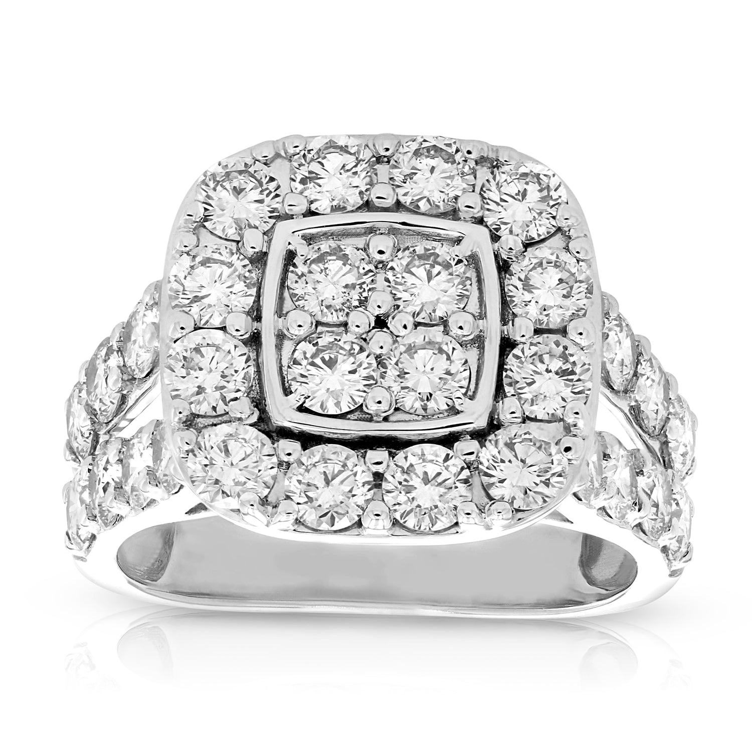 3 cttw Diamond Engagement Ring Cushion Square 14K White Gold Bridal Wedding