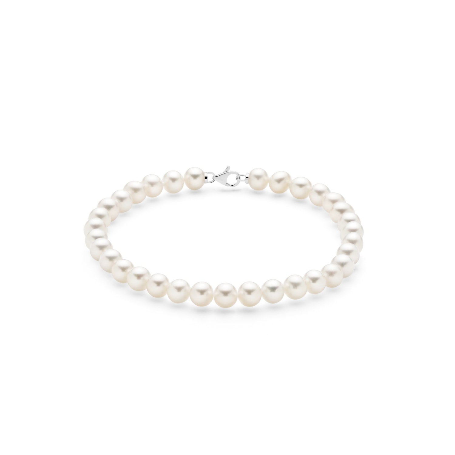 Delicate Four Millimeters Freshwater Pearl Bracelet White Eighteen Kt White Gold Clasp - Refined Elegance