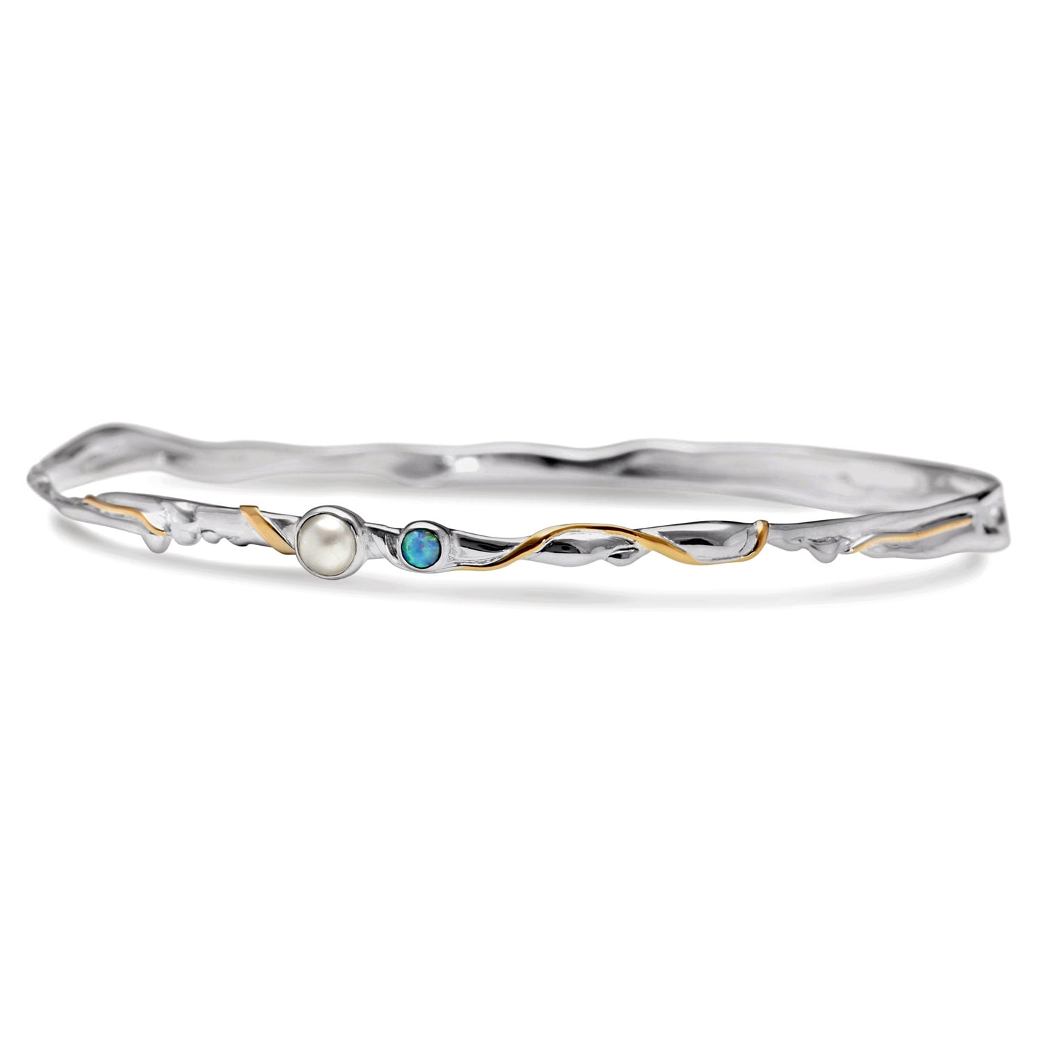 Delicate Opal & Freshwater Pearl Bangle