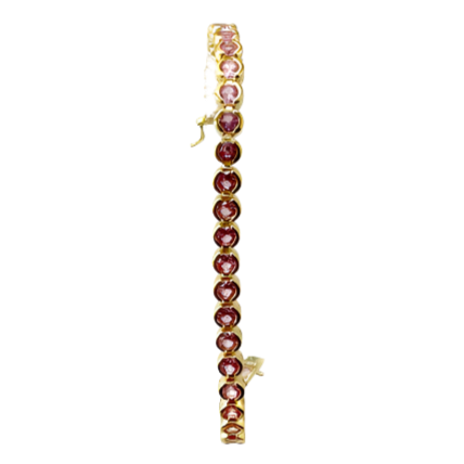 Delicate Pink Crystal Bezel Gold Tennis Bracelet
