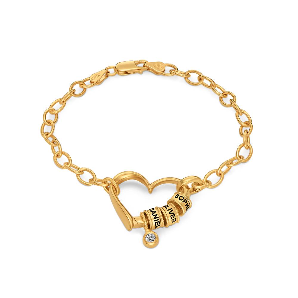 Delina Bracelet with Engraved Beads & 0.10CT Diamond in 18K Gold Vermeil