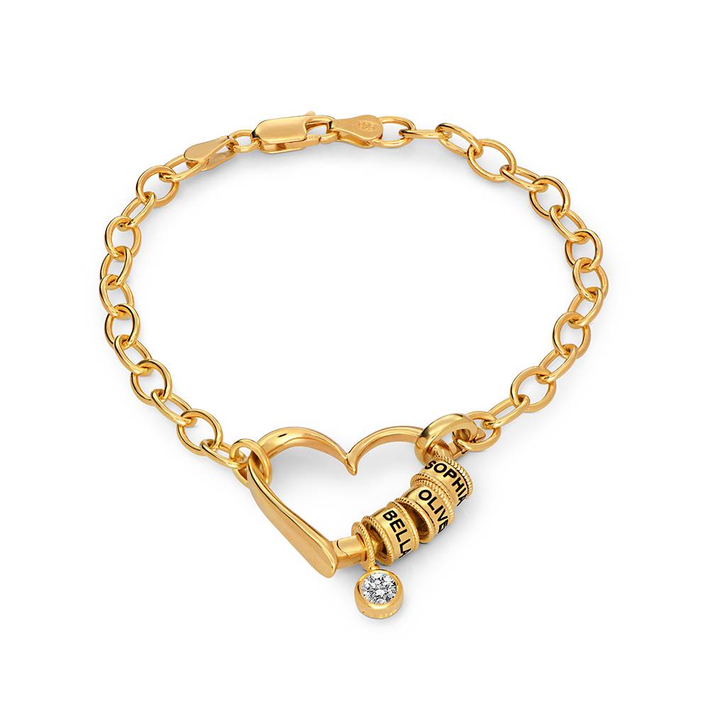 Delina Bracelet with Engraved Beads & 0.25CT Diamond in 18K Gold Vermeil