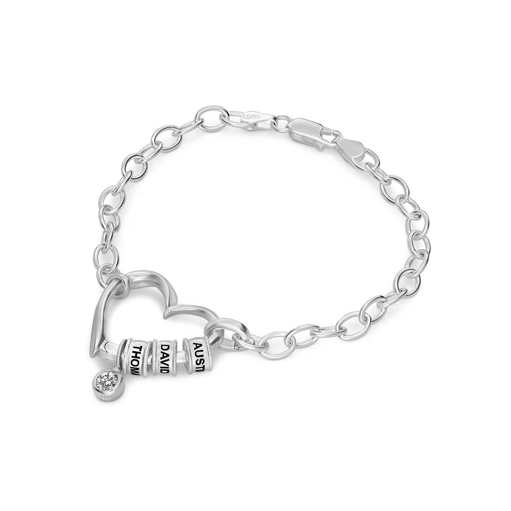 Delina Bracelet with Engraved Beads & 0.25CT Diamond in Silver Sterling
