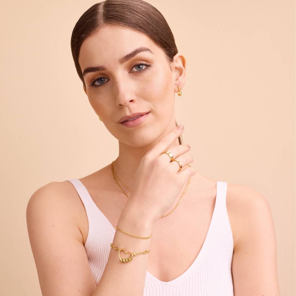 Delina Bracelet with Engraved Beads in 18K Gold Vermeil