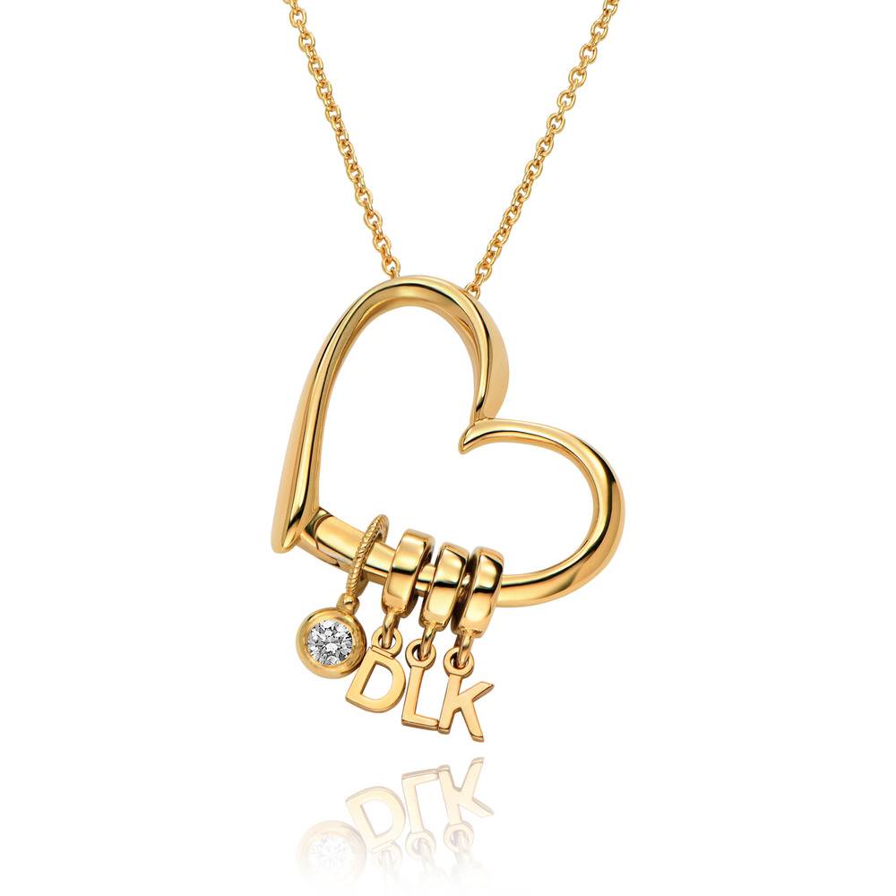 Delina Necklace with Drop Initials & 0.10CT Diamond in 10K Yellow Gold