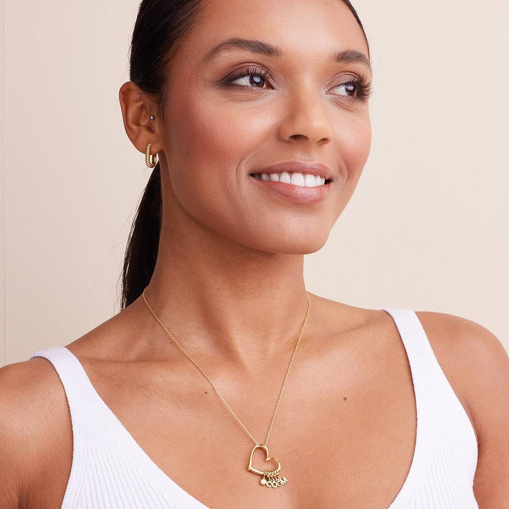 Delina Necklace with Drop Initials & 0.10CT Diamond in 10K Yellow Gold