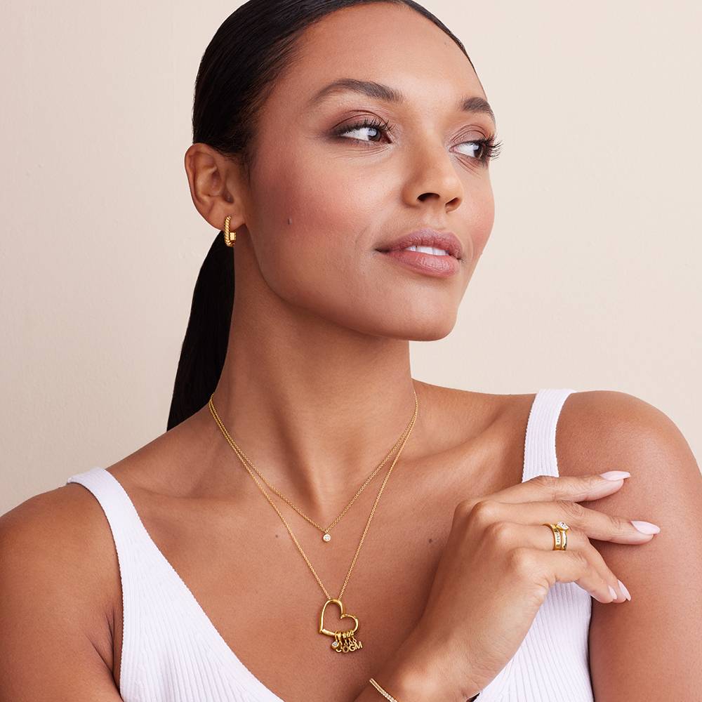 Delina Necklace with Drop Initials & 0.10CT Diamond in 18K Gold Vermeil