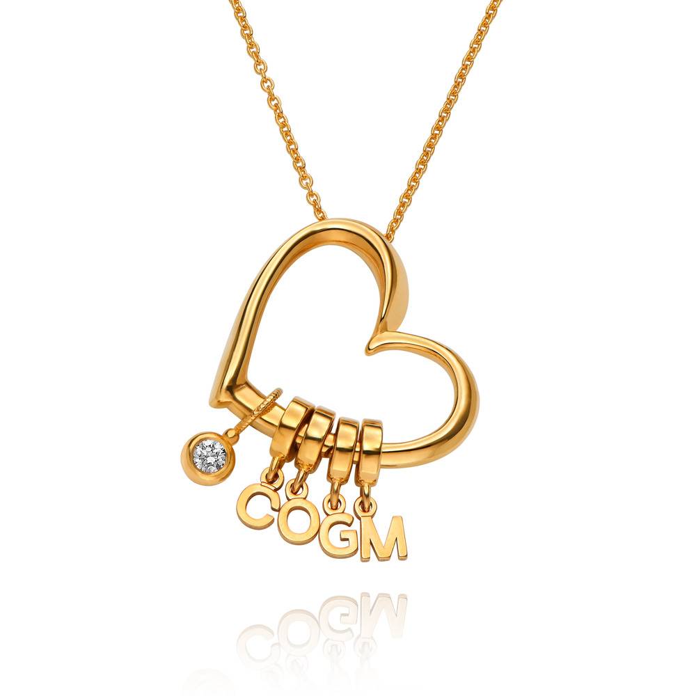 Delina Necklace with Drop Initials & 0.10CT Diamond in Gold Plating