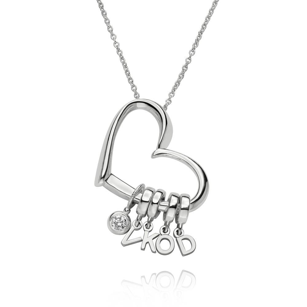 Delina Necklace with Drop Initials & 0.10CT Diamond in Sterling Silver