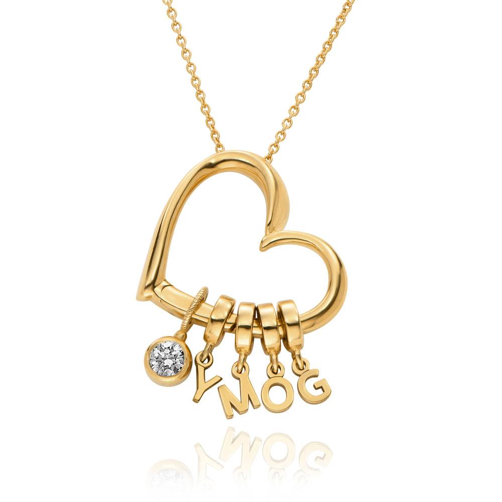Delina Necklace with Drop Initials & 0.25CT Diamond in 10K Yellow Gold