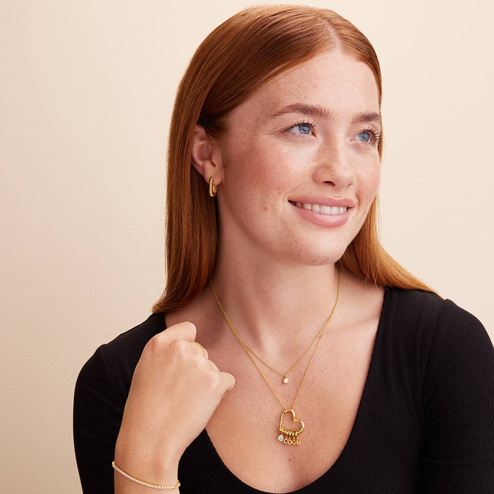 Delina Necklace with Drop Initials & 0.25CT Diamond in 10K Yellow Gold