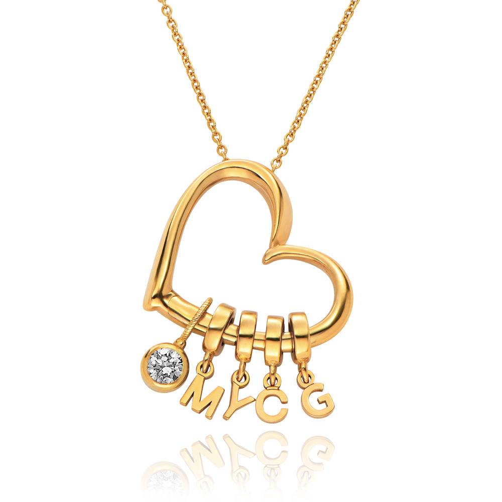 Delina Necklace with Drop Initials & 0.25CT Diamond in 18K Gold Vermeil
