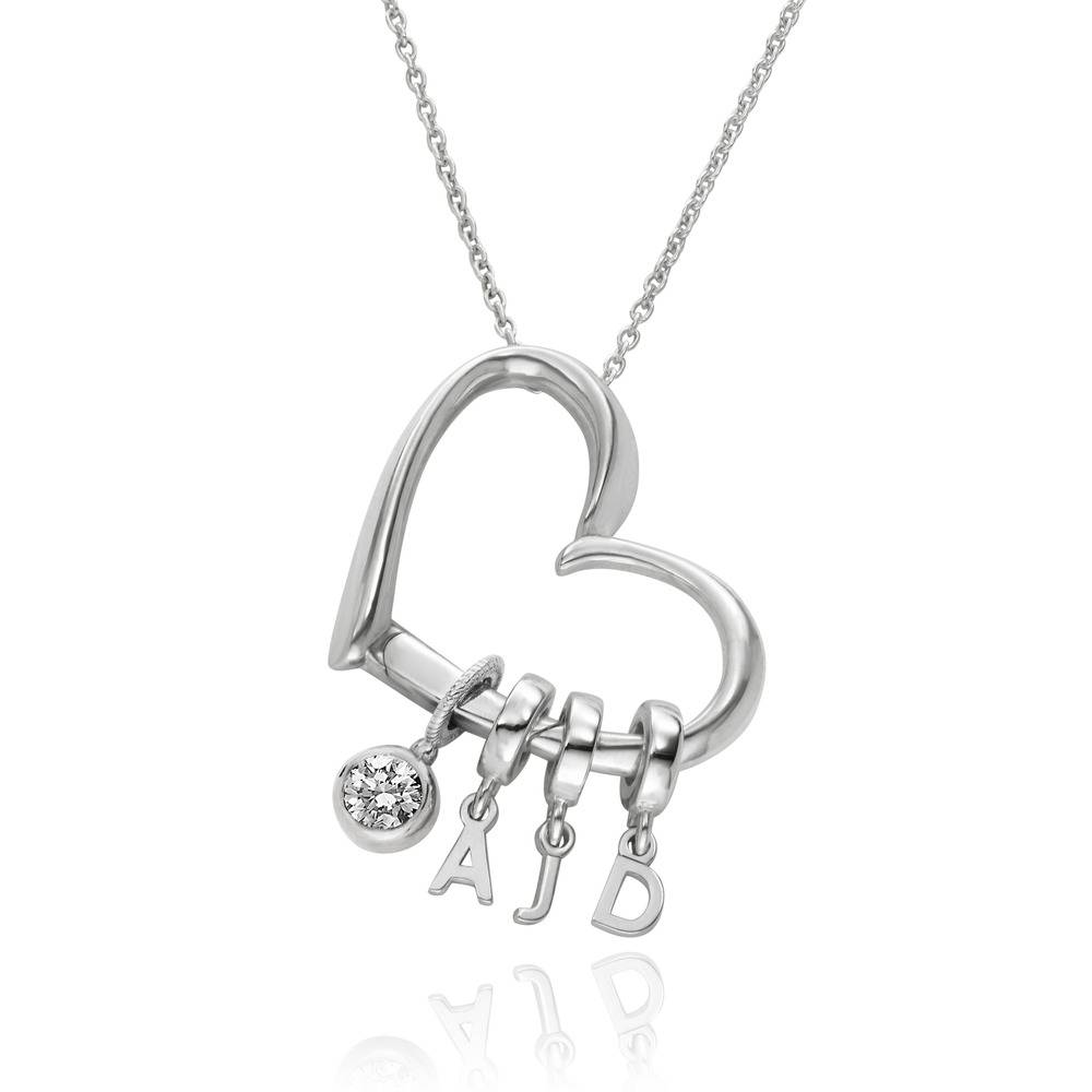 Delina Necklace with Drop Initials & 0.25CT Diamond in Silver
