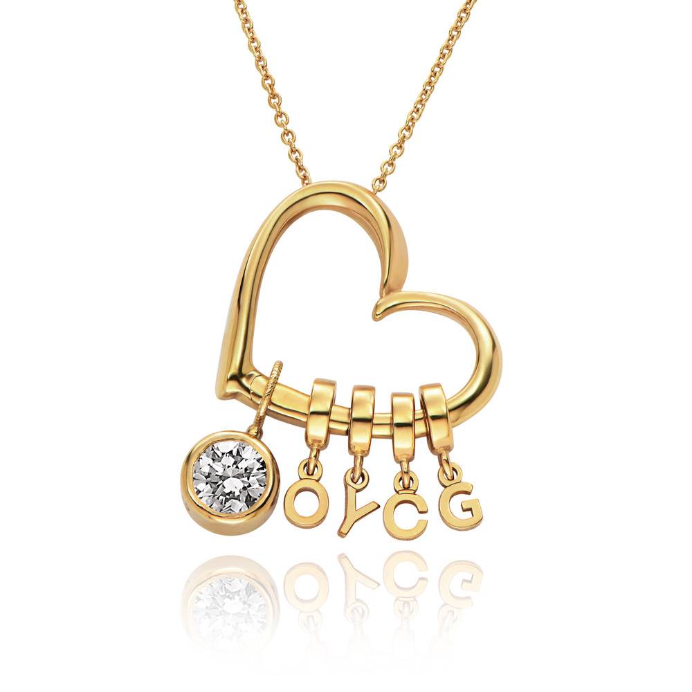 Delina Necklace with Drop Initials & 1CT Diamond in 10K Yellow Gold