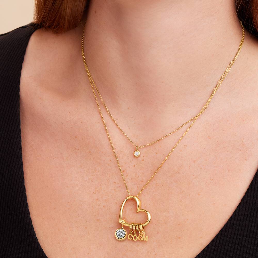 Delina Necklace with Drop Initials & 1CT Diamond in 10K Yellow Gold