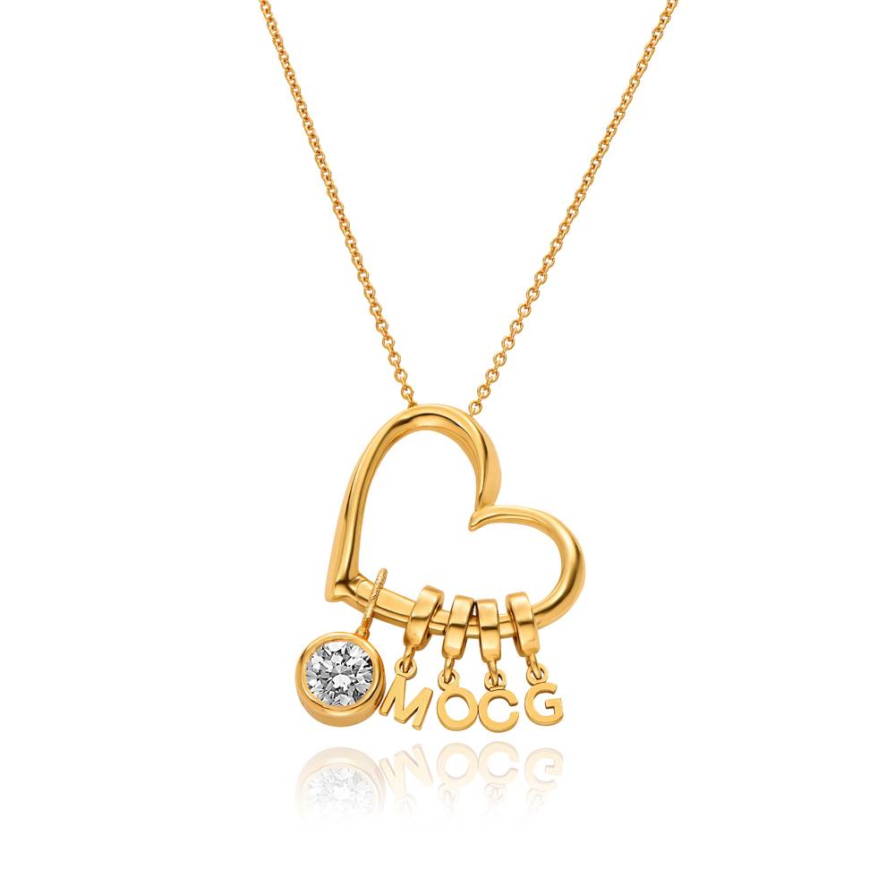 Delina Necklace with Drop Initials & 1CT Diamond in Gold Plating