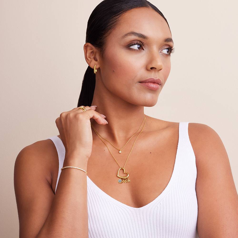 Delina Necklace with Drop Initials & 1CT Diamond in Gold Plating