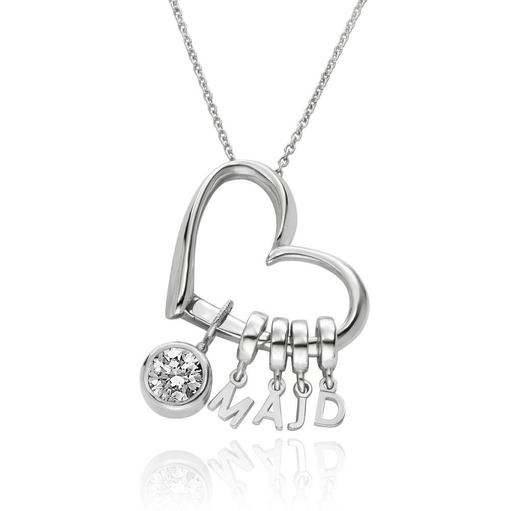 Delina Necklace with Drop Initials & 1CT Diamond in Silver