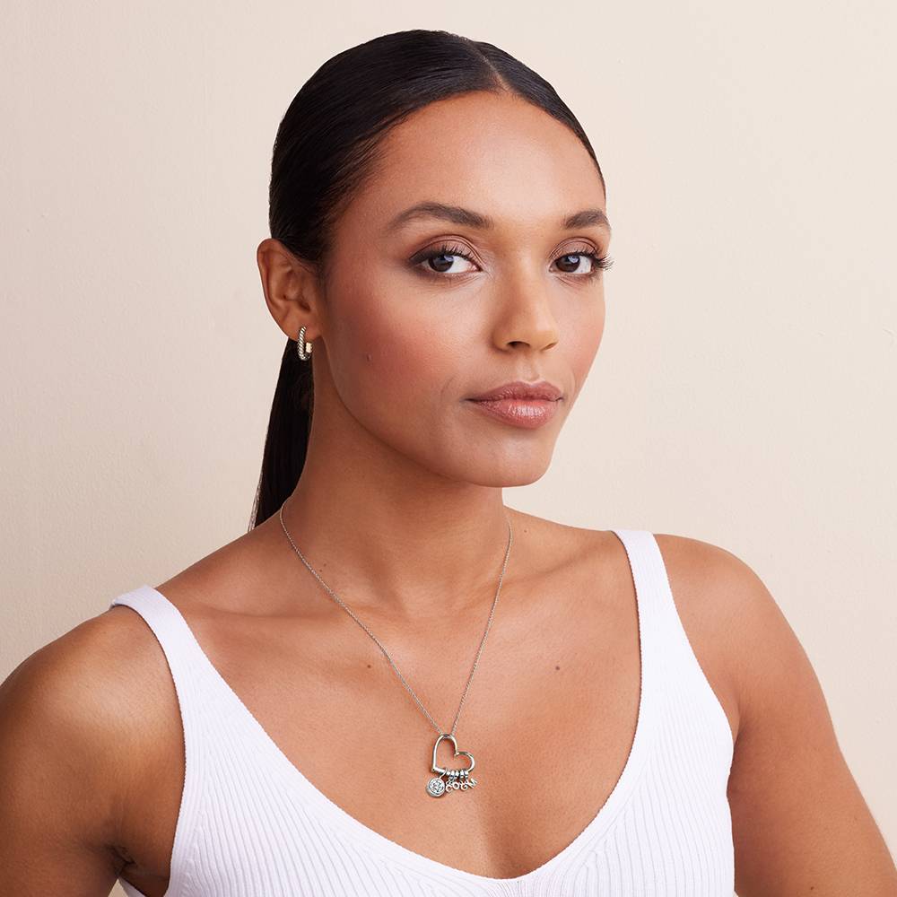 Delina Necklace with Drop Initials & 1CT Diamond in Sterling Silver