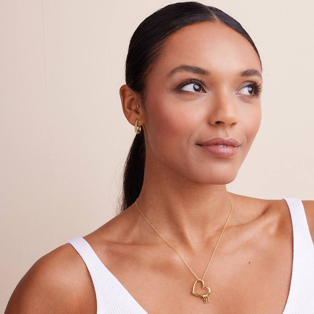 Delina Necklace with Drop Initials in 10K Yellow Gold