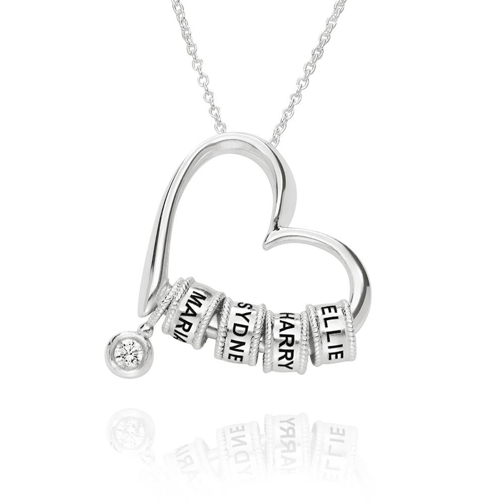 Delina Necklace with Engraved Beads & 0.10CT Diamond in Sterling Silver