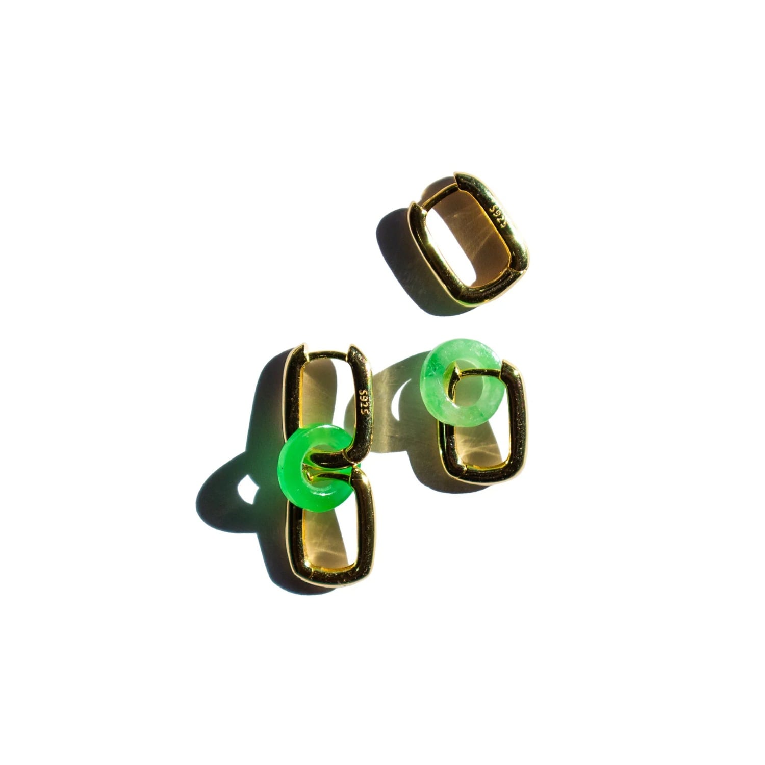 Della Convertible Link Jade Earrings - Gold Small