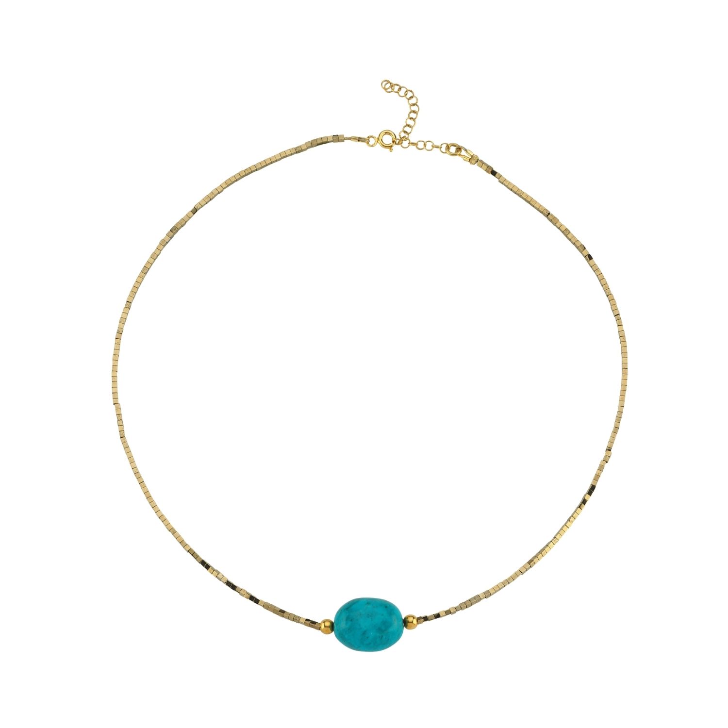 Delphi Turquoise Stone Hematite Necklace