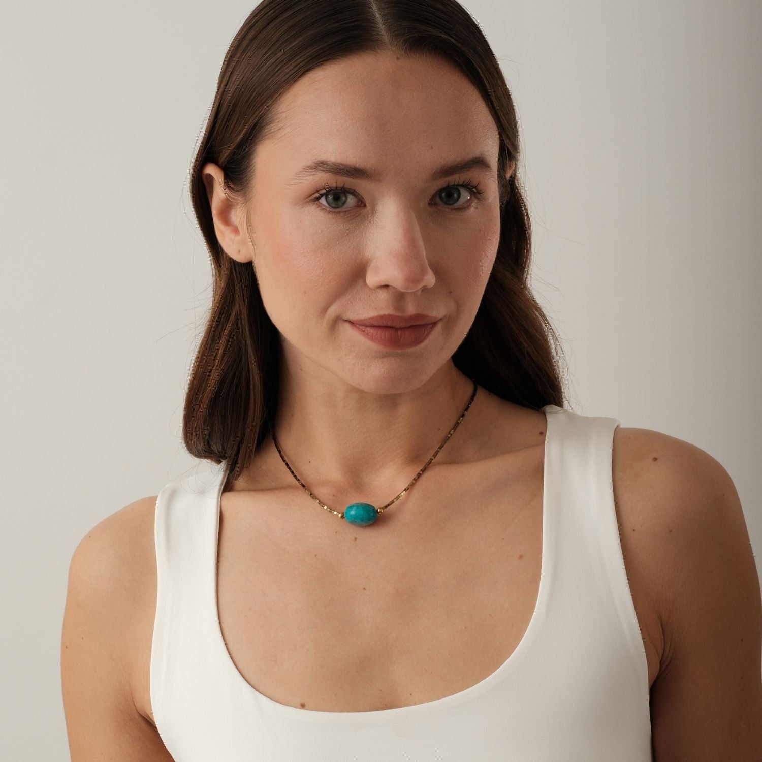 Delphi Turquoise Stone Hematite Necklace