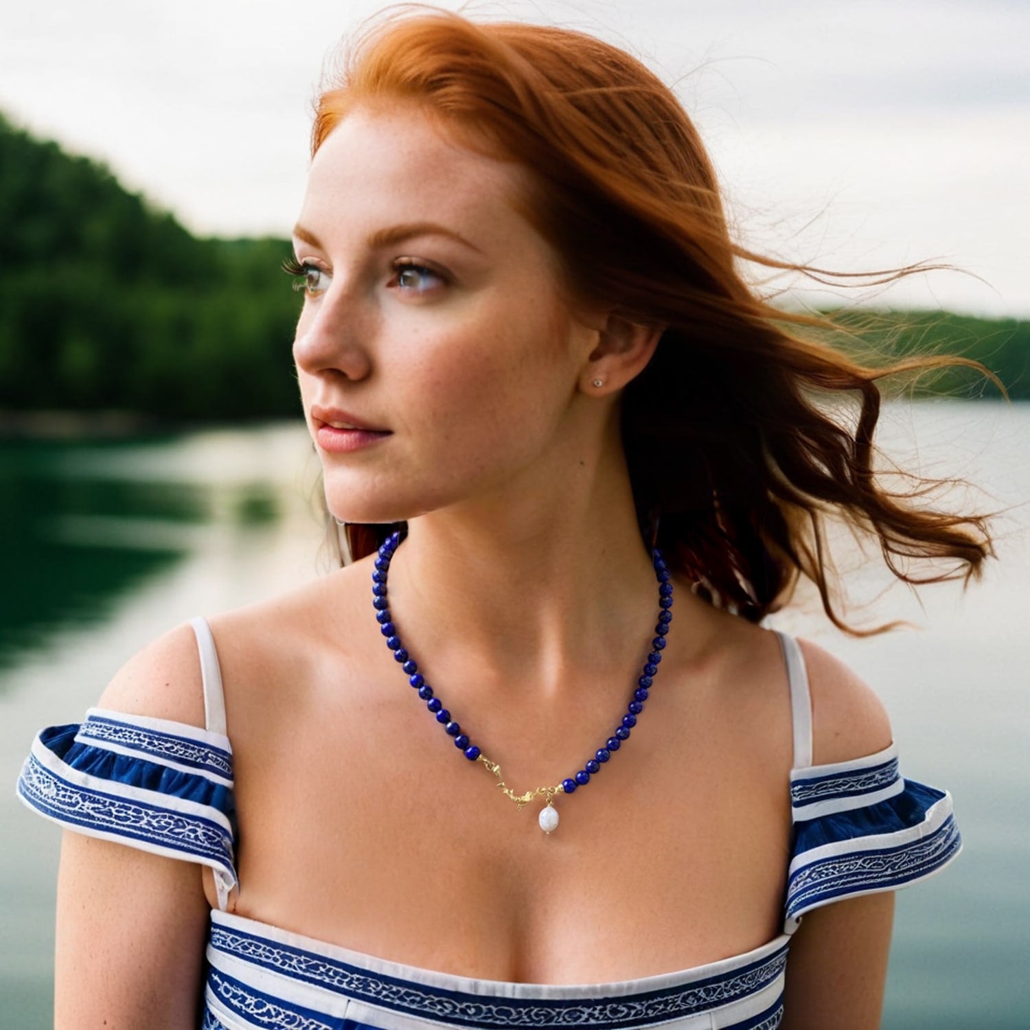 Delphis Necklace In Lapis