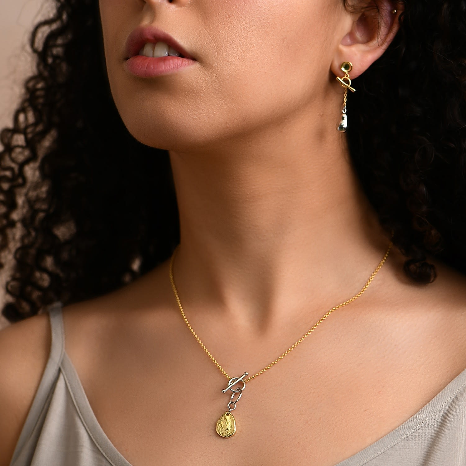 Lawers Nugget Gold Vermeil Nugget Toggle Necklace
