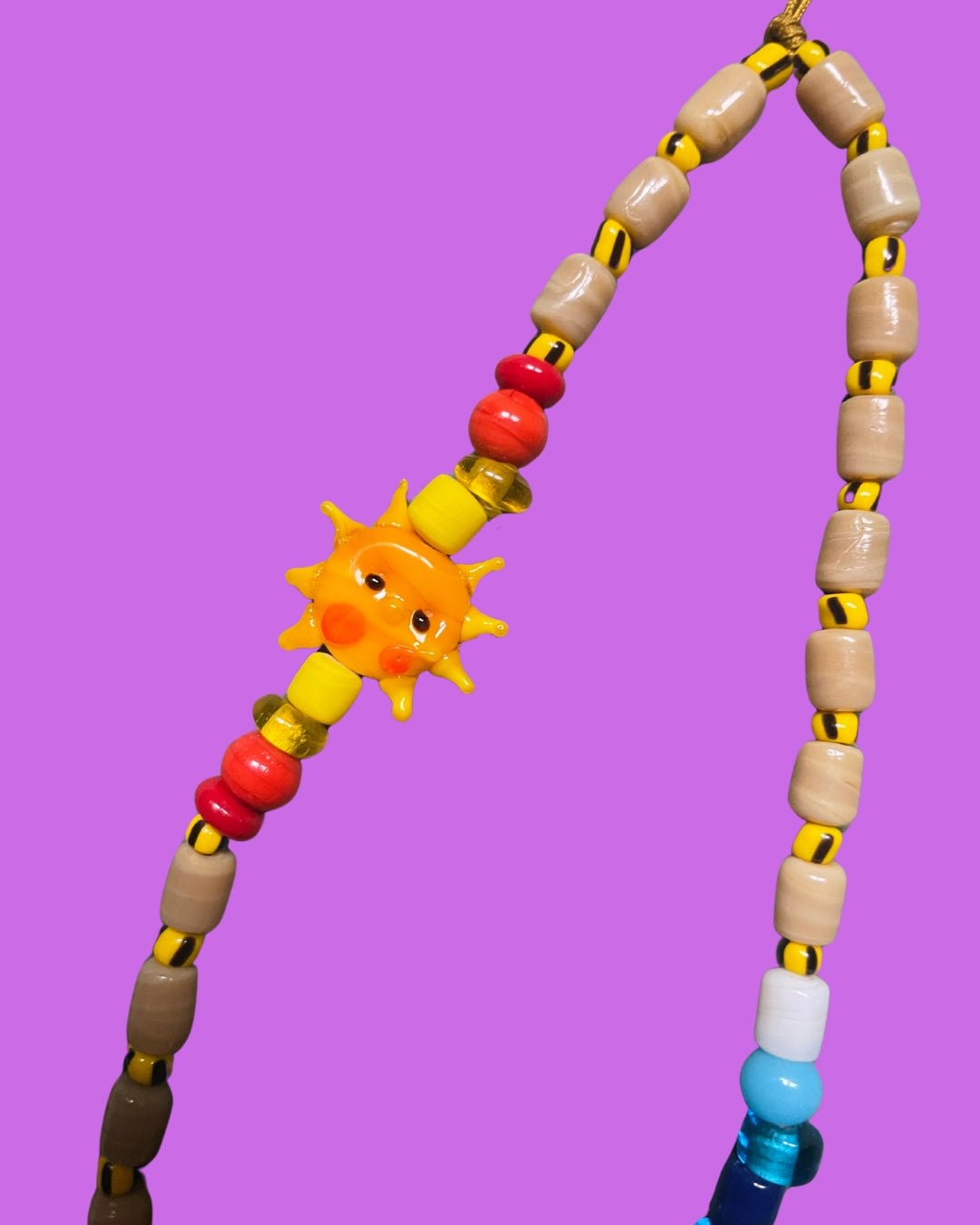 Desert Sun – Beaded Phone & Bag Charm With Murano Glass Sun