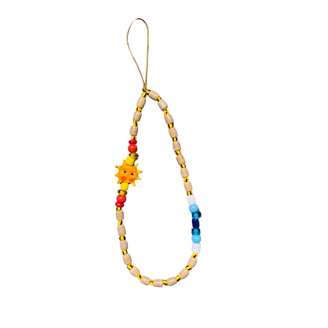 Desert Sun – Beaded Phone & Bag Charm With Murano Glass Sun