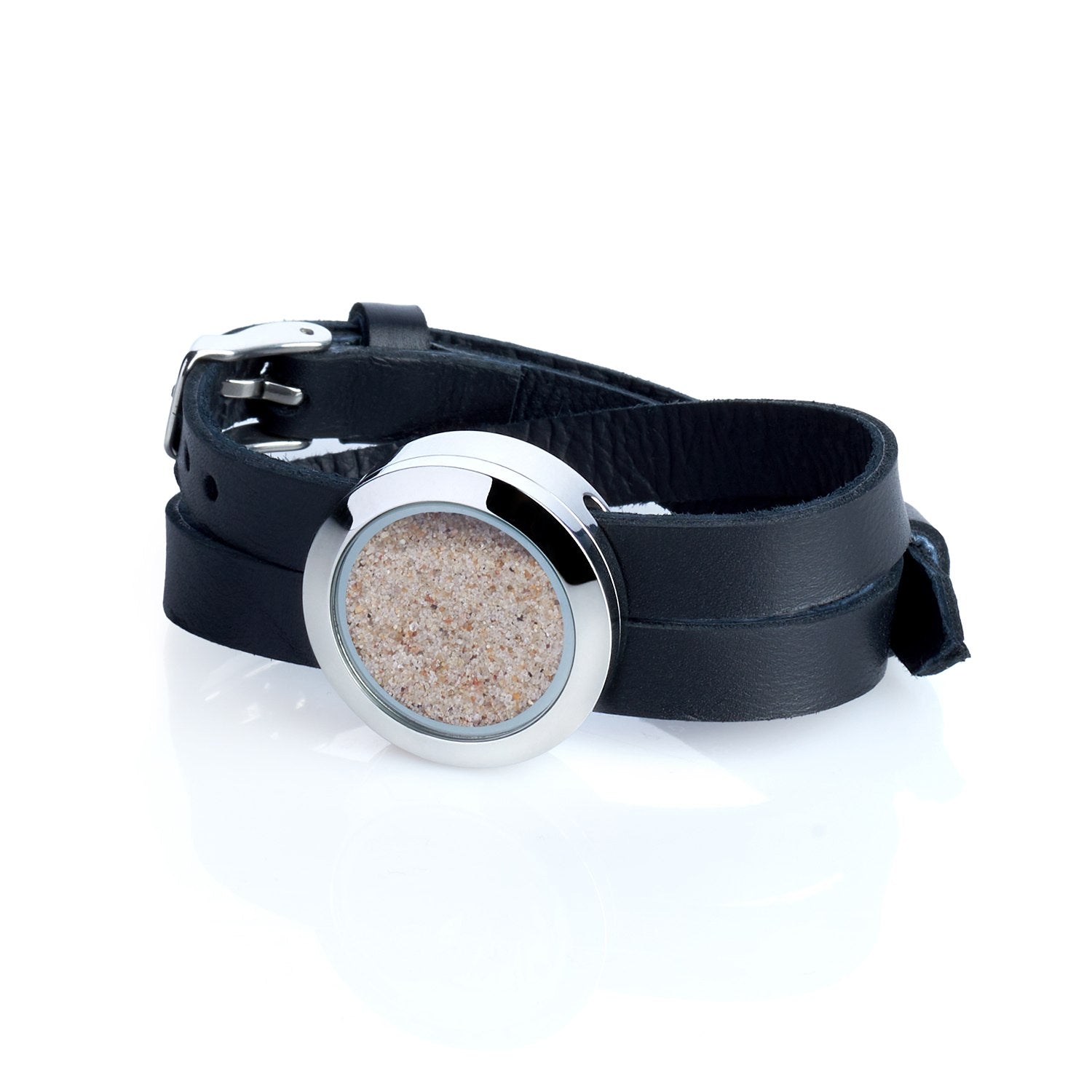 Designer Leather Bracelet With Natural Beach Sand – Neutral Tones Jewelry