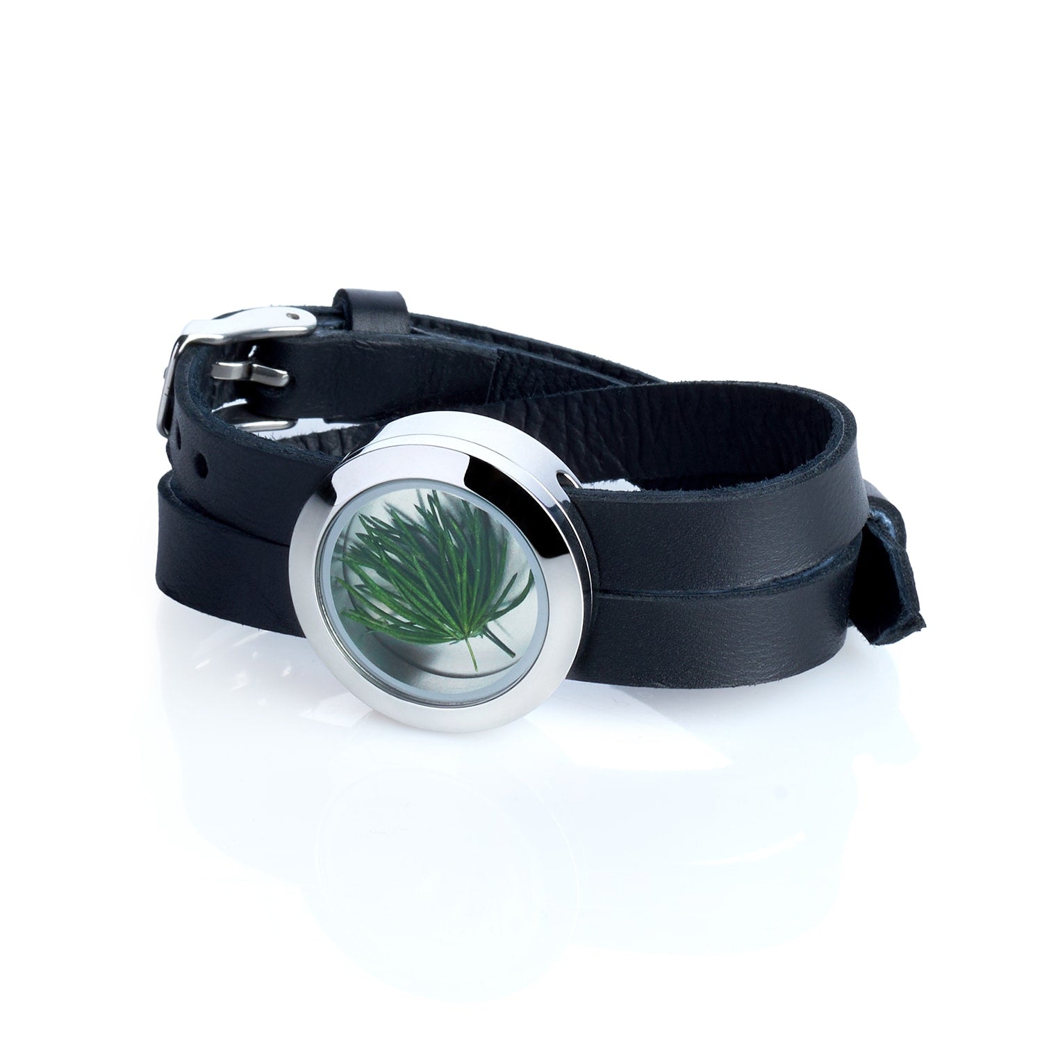 Designer Leather Bracelet With Preserved Pine Needles – Sustainable Jewelry