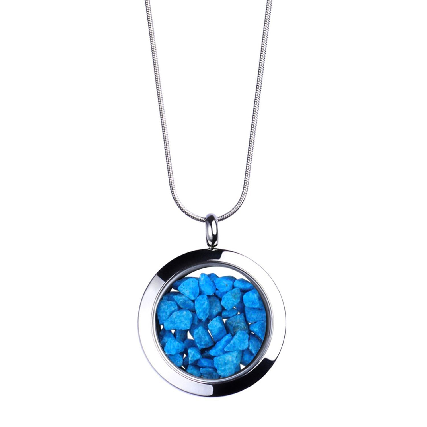 Designer Jewelry - Charm Necklace With Natural Blue Stones – Statement Jewelry