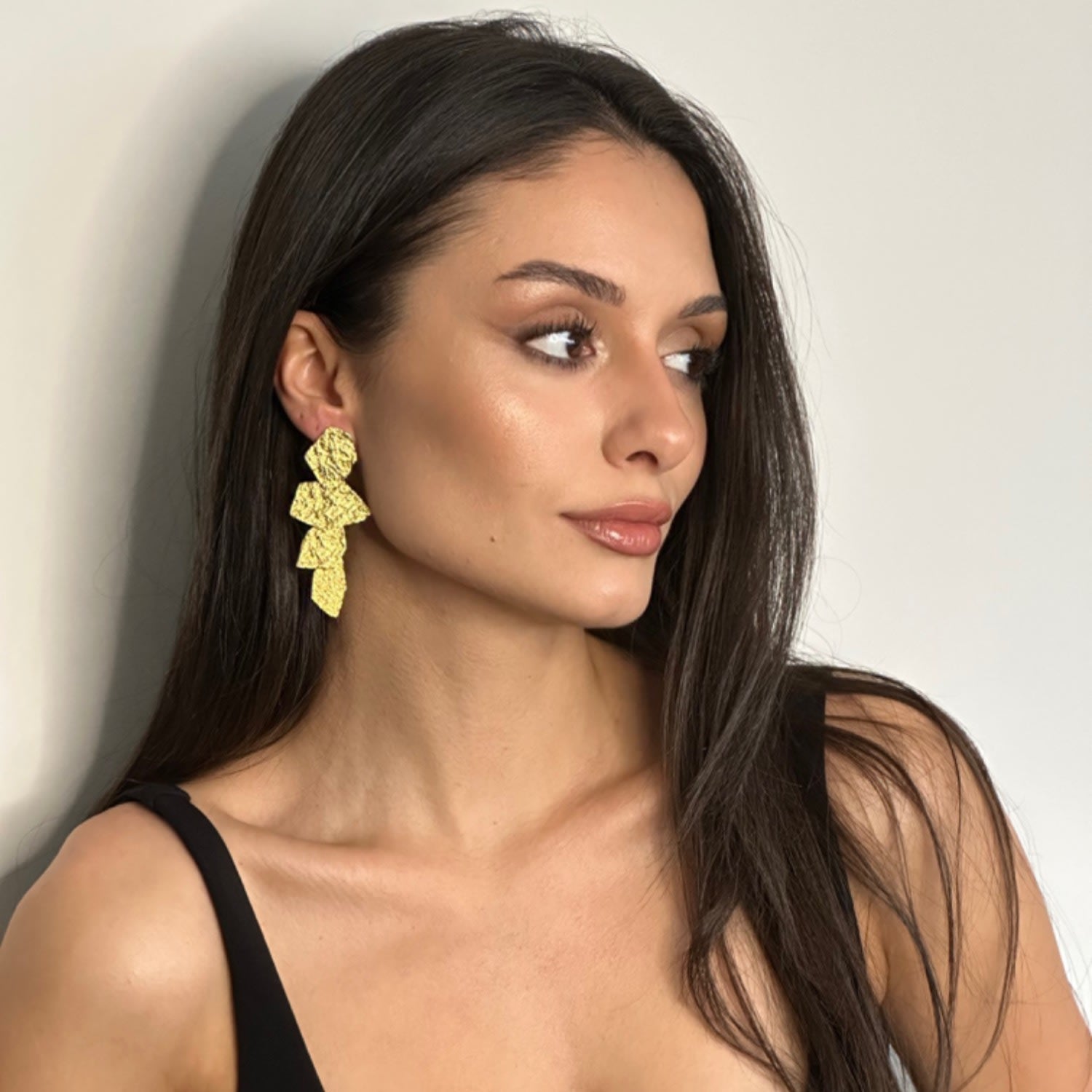 Desing Gold Long Earring