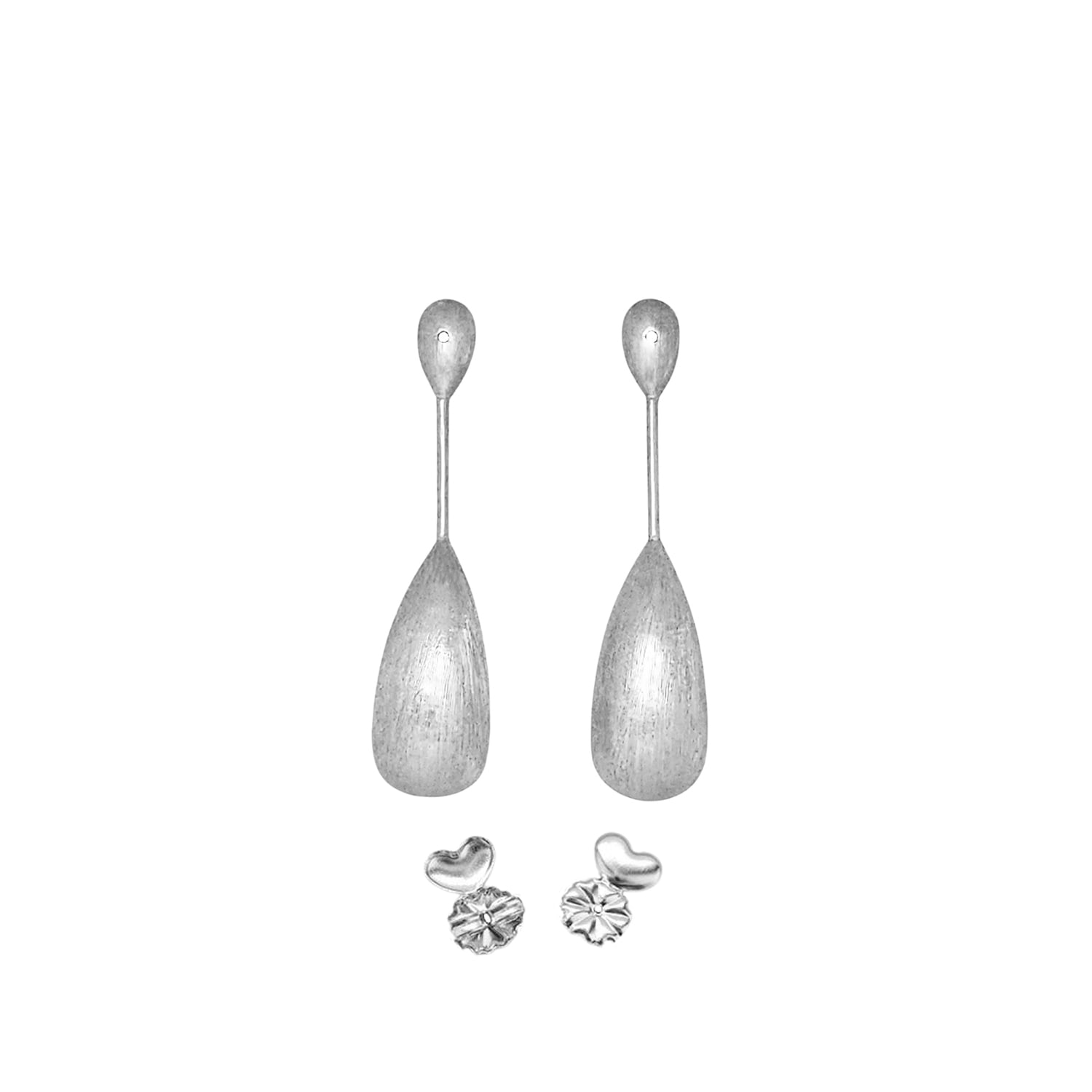 Detachable Double Drop Earring Is Perfect To Add An Extra Design Element To Your Stud Stone Earring - Sterling Silver Rhodium Plated