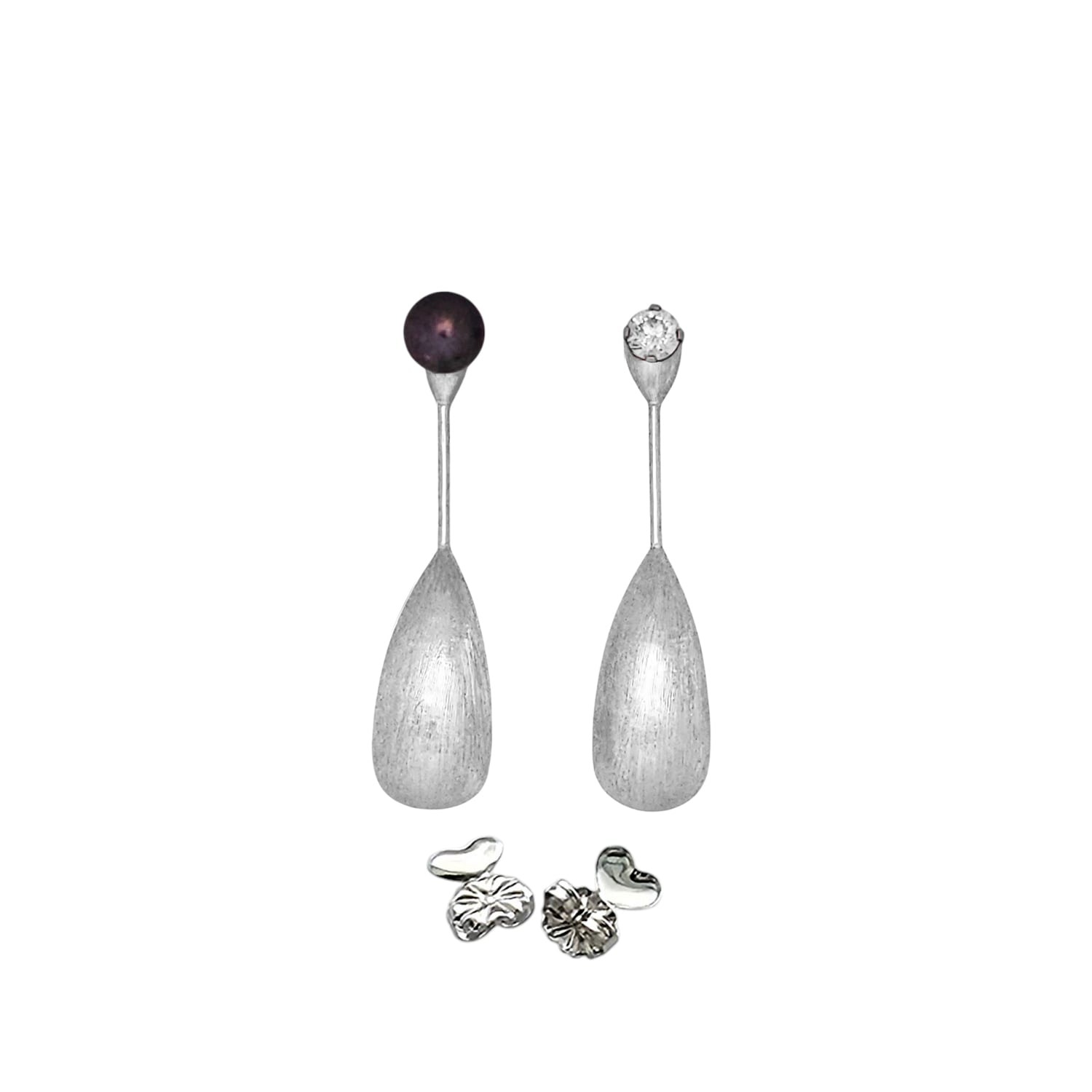 Detachable Double Drop Earring Is Perfect To Add An Extra Design Element To Your Stud Stone Earring - Sterling Silver Rhodium Plated