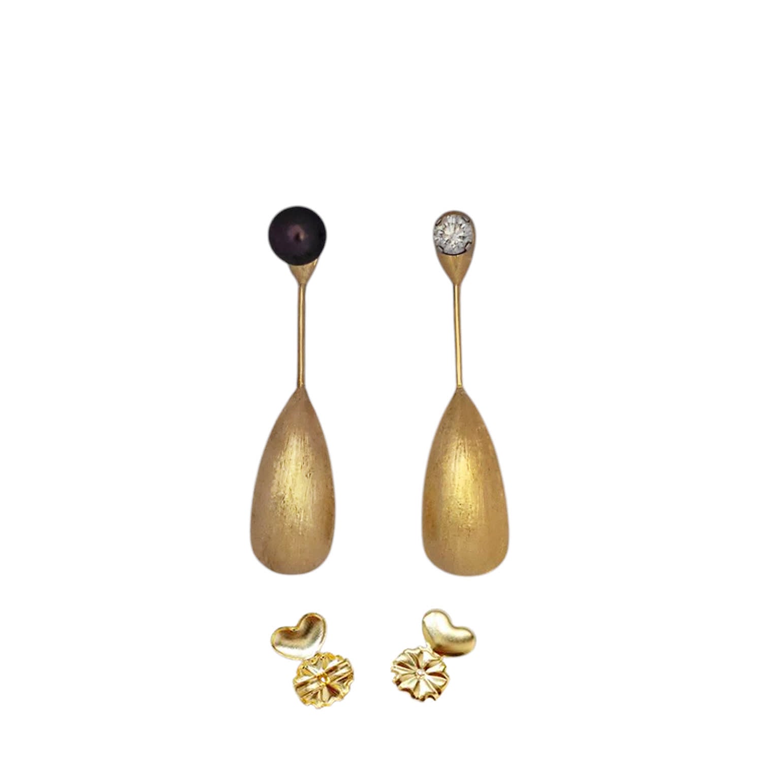 Detachable Double Drop Earring Is Perfect To Add An Extra Design Element To Your Stud Stone Earring - Sterling Silver Yellow Gold Plated