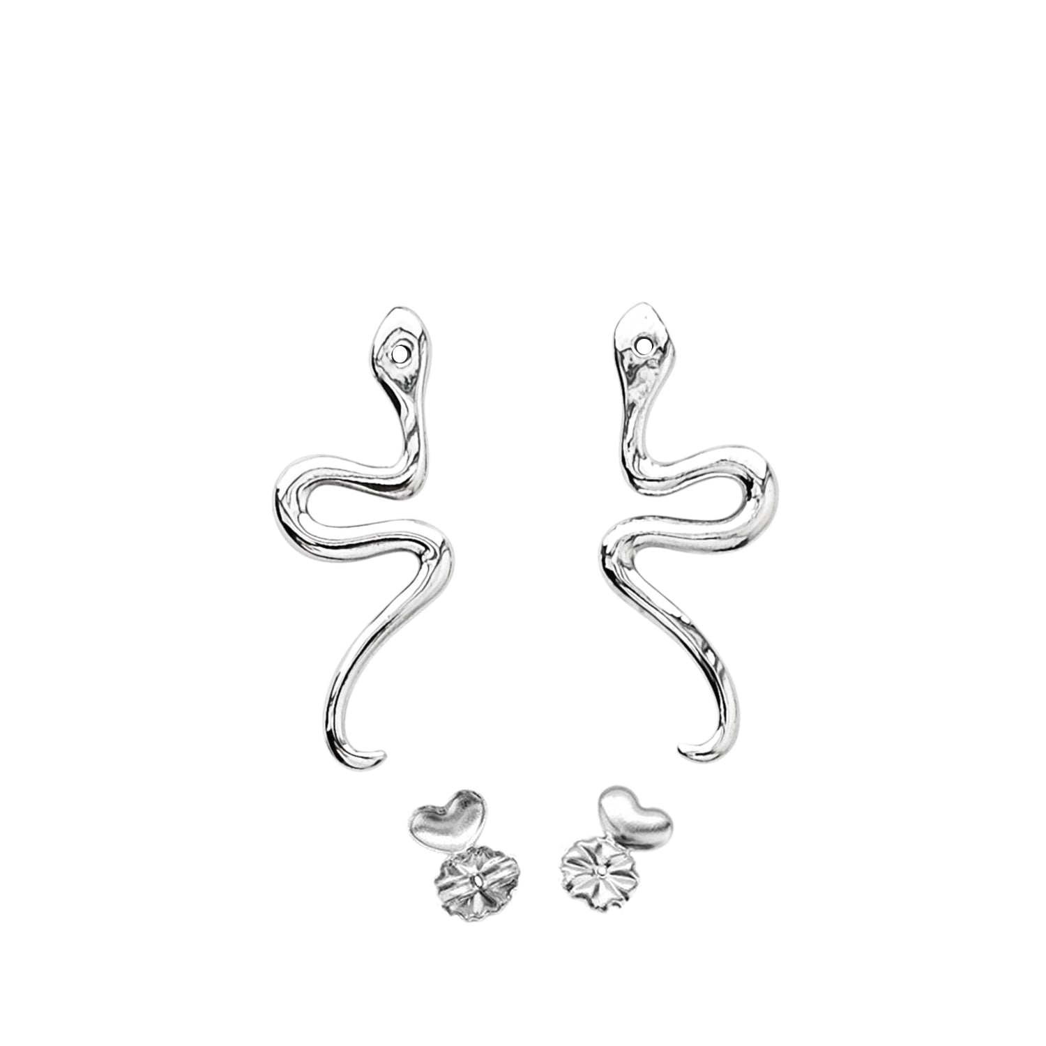 Detachable Snake Earring Is Perfect To Add An Extra Design Element To Your Stud Stone Earring - Sterling Silver Rhodium Plated