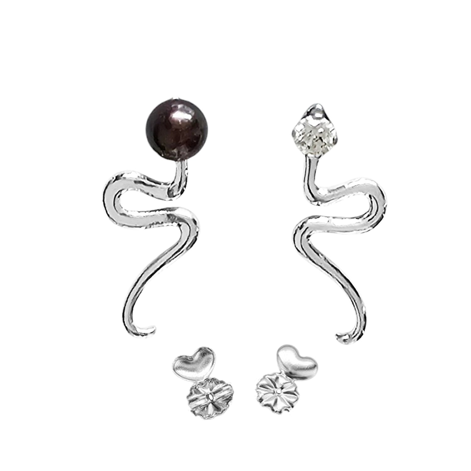 Detachable Snake Earring Is Perfect To Add An Extra Design Element To Your Stud Stone Earring - Sterling Silver Rhodium Plated
