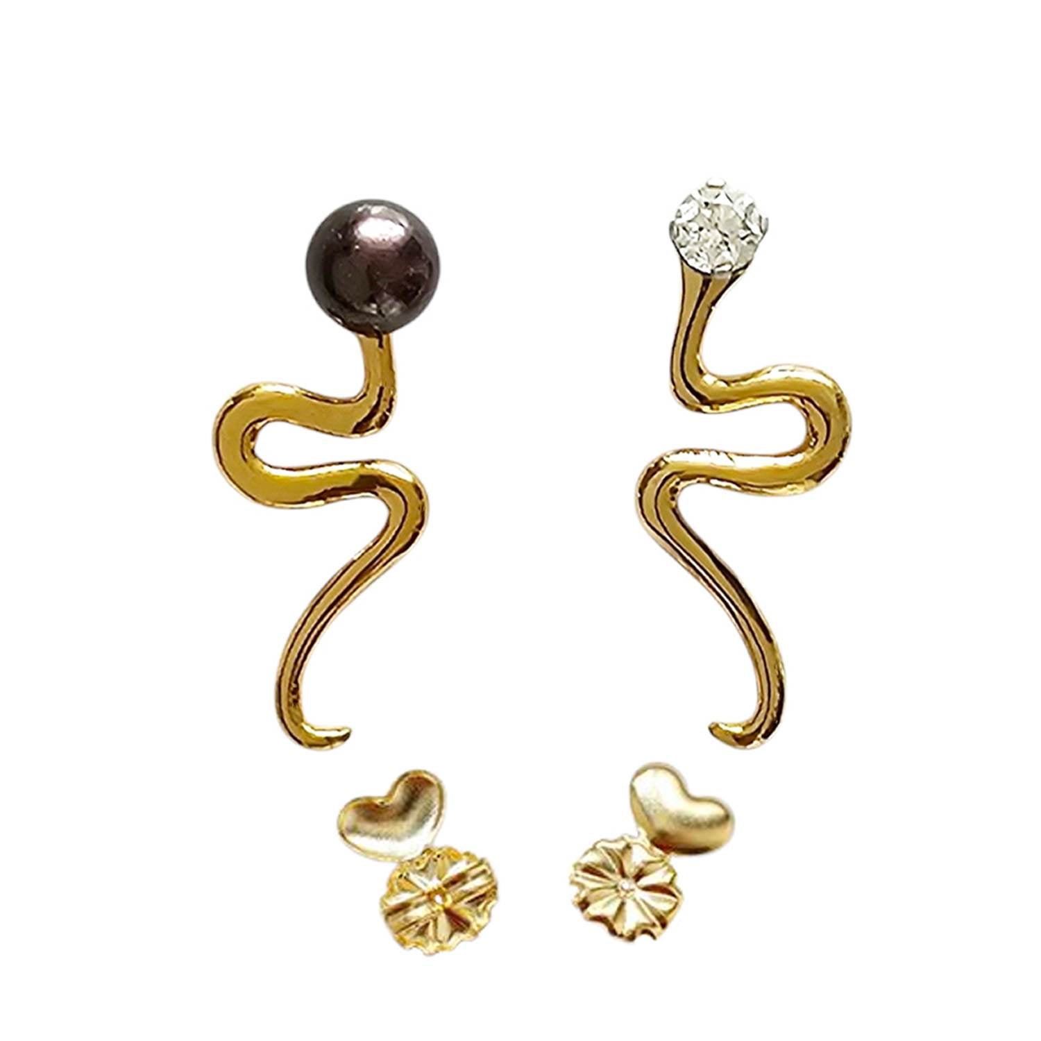 Detachable Snake Earring Is Perfect To Add An Extra Design Element To Your Stud Stone Earring - Sterling Silver Yellow Gold Plated