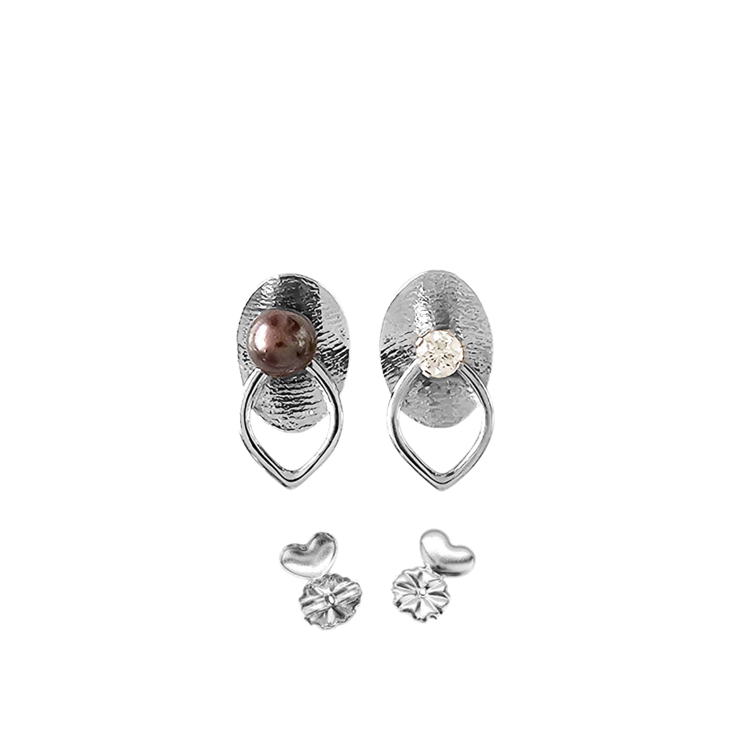 Detachable Stylized Ballerina Shoes Earring Is Perfect To Add An Extra Design Element To Your Stud Stone Earring - Sterling Silver Rhodium Plated