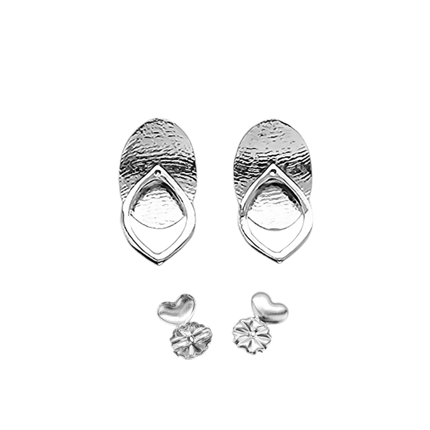 Detachable Stylized Ballerina Shoes Earring Is Perfect To Add An Extra Design Element To Your Stud Stone Earring - Sterling Silver Rhodium Plated