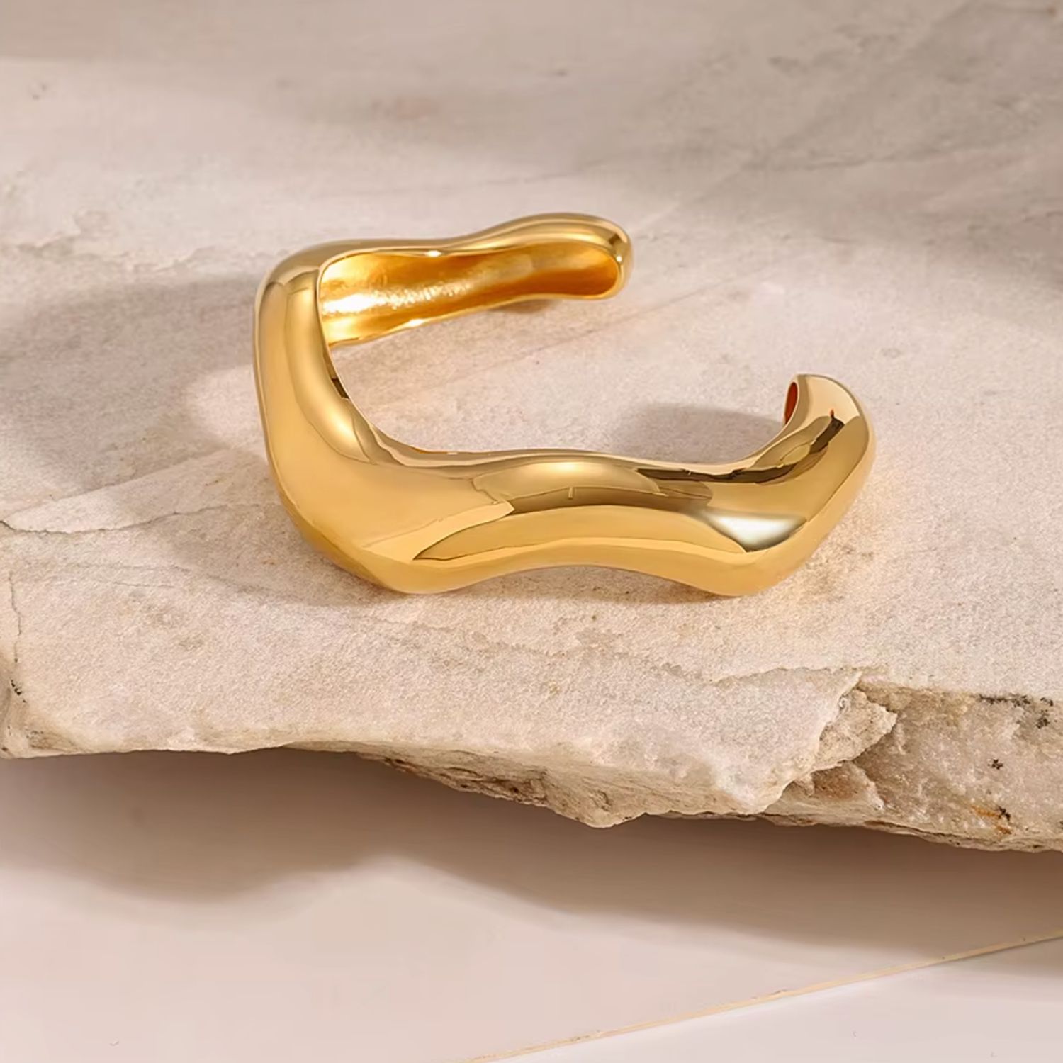 Devlin Gold Retro Wave Cuff Bracelet