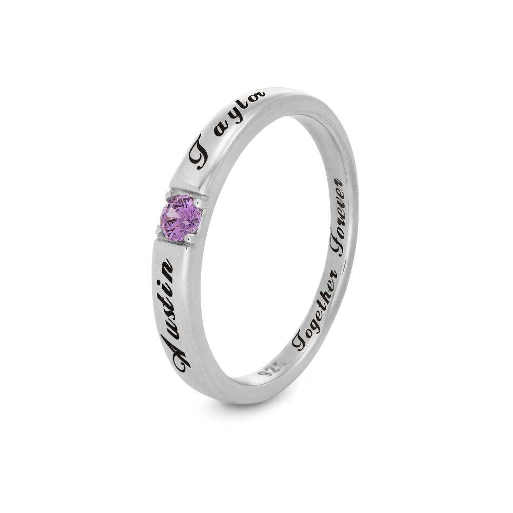 Devotion Promise Ring with CZ Stone in Sterling Silver